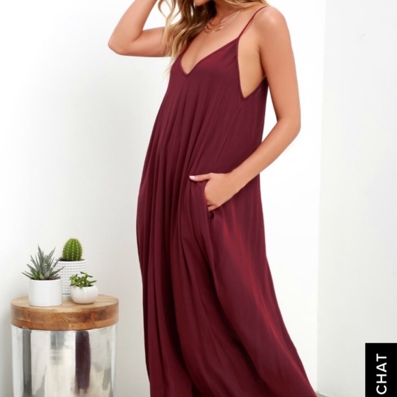 Lulus Dresses & Skirts - Lulus Burgundy V-Neck Maxi Dress